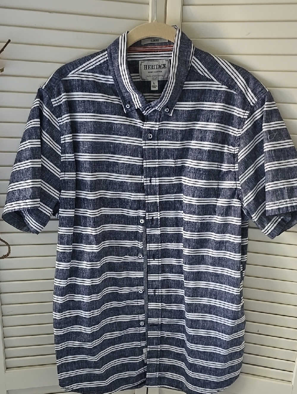 Heritage Navy and White Striped Short-Sleeve Button-Down Shirt